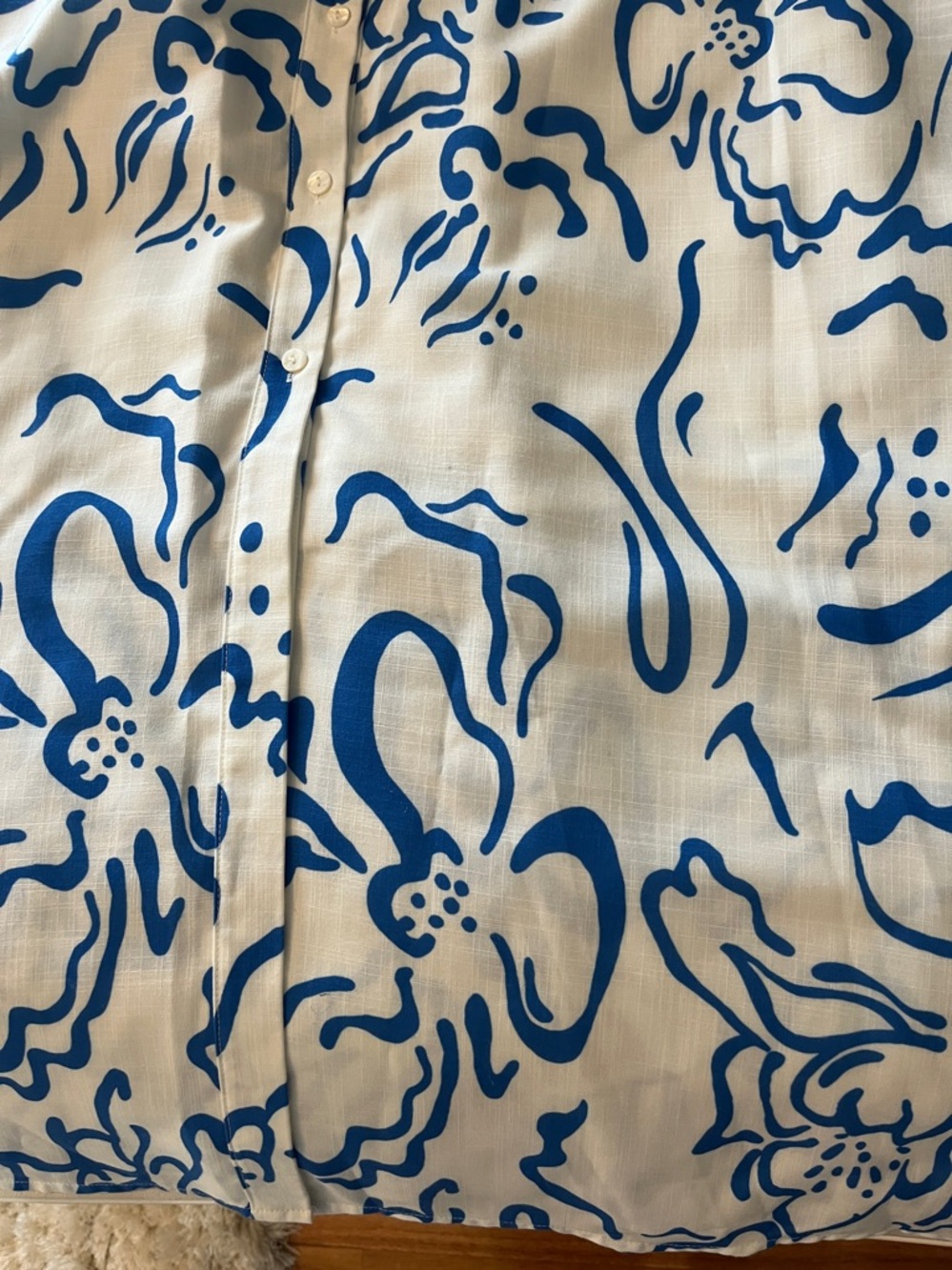 Ador Curve Pocket Sleeveless Shirt Maxi Dress White Blue Floral Size M - Picture 14 of 16